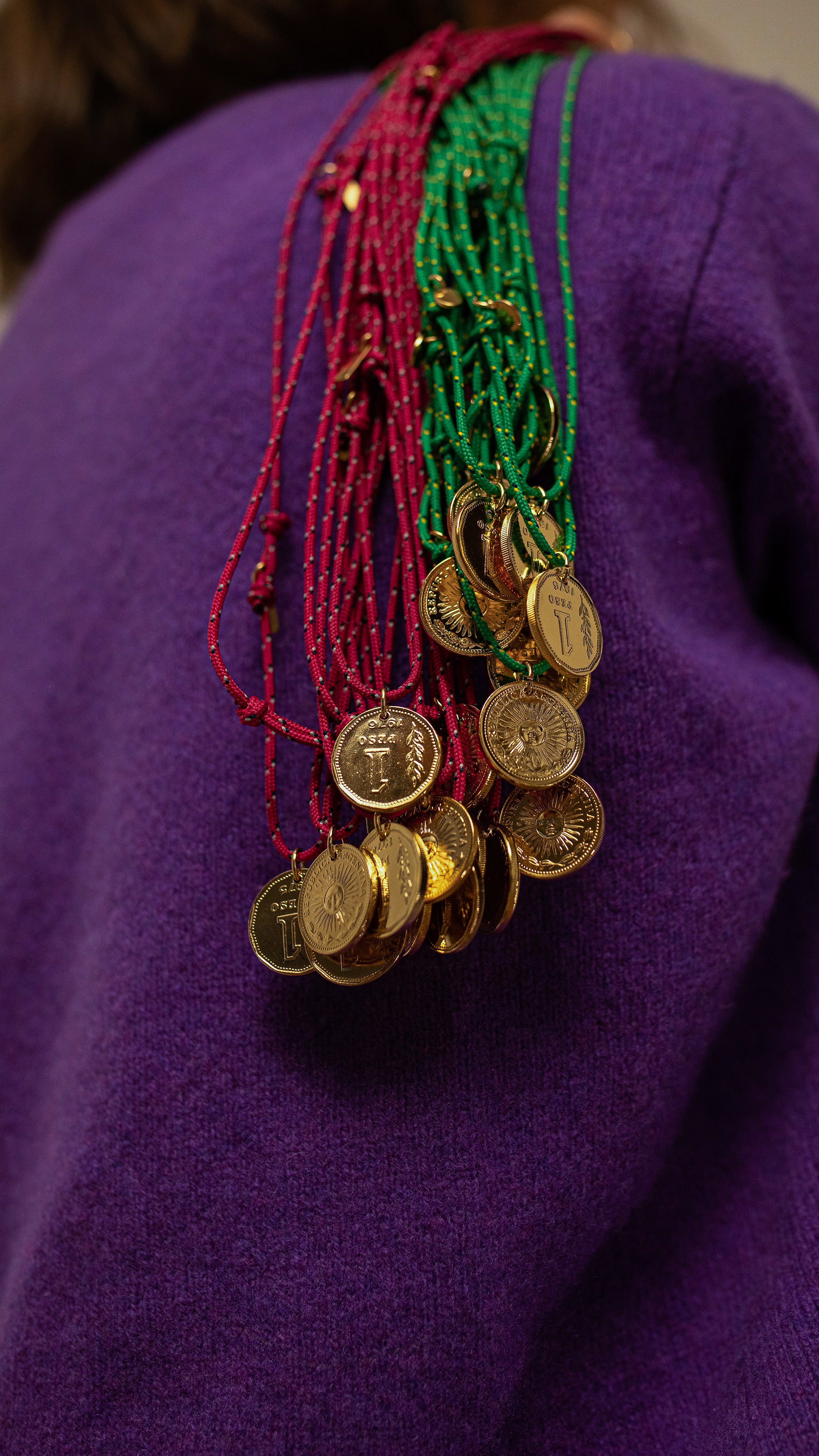 Necklace 'Argentine Peso' FUSCHIA PINK